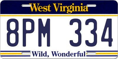 WV license plate 8PM334