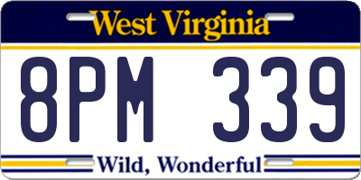WV license plate 8PM339
