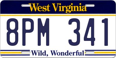 WV license plate 8PM341