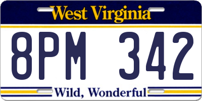 WV license plate 8PM342