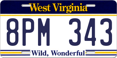 WV license plate 8PM343