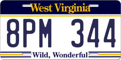 WV license plate 8PM344
