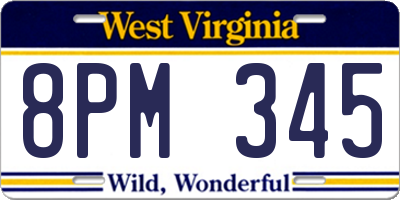 WV license plate 8PM345