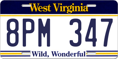 WV license plate 8PM347