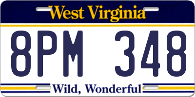 WV license plate 8PM348