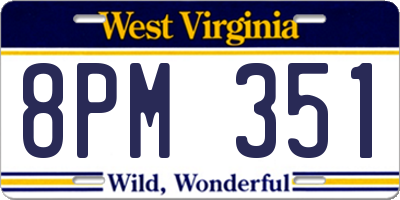 WV license plate 8PM351