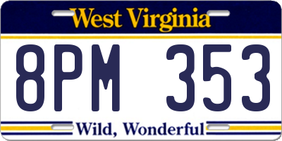 WV license plate 8PM353