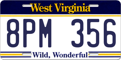 WV license plate 8PM356