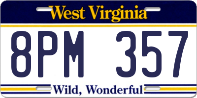 WV license plate 8PM357