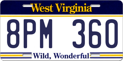 WV license plate 8PM360