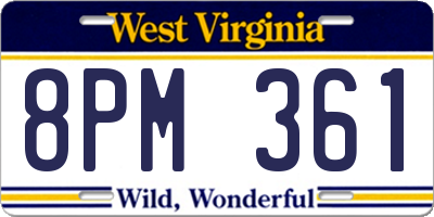 WV license plate 8PM361