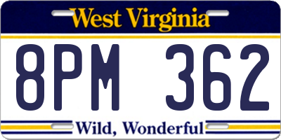 WV license plate 8PM362