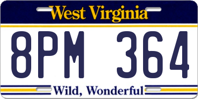 WV license plate 8PM364