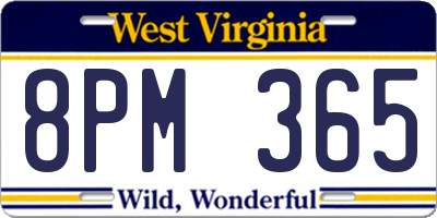 WV license plate 8PM365