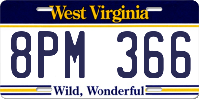 WV license plate 8PM366