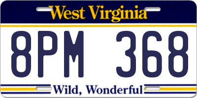WV license plate 8PM368