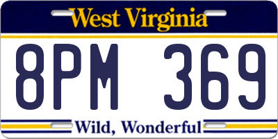 WV license plate 8PM369