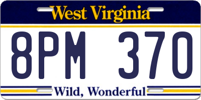 WV license plate 8PM370