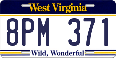 WV license plate 8PM371