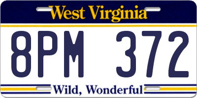 WV license plate 8PM372
