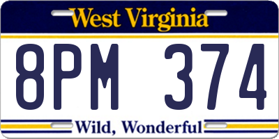 WV license plate 8PM374