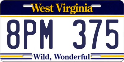WV license plate 8PM375