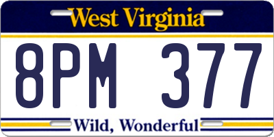 WV license plate 8PM377