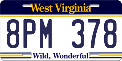 WV license plate 8PM378