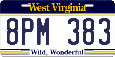 WV license plate 8PM383
