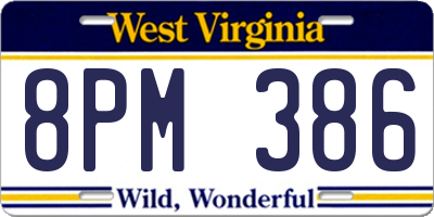 WV license plate 8PM386