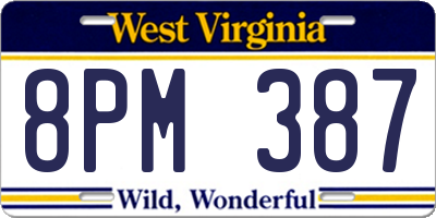 WV license plate 8PM387