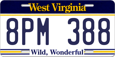 WV license plate 8PM388
