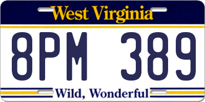 WV license plate 8PM389