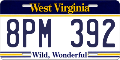 WV license plate 8PM392