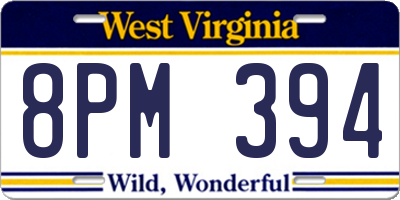 WV license plate 8PM394