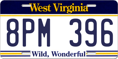 WV license plate 8PM396