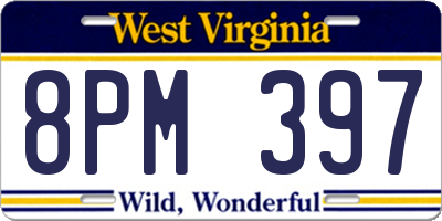 WV license plate 8PM397
