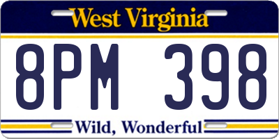 WV license plate 8PM398