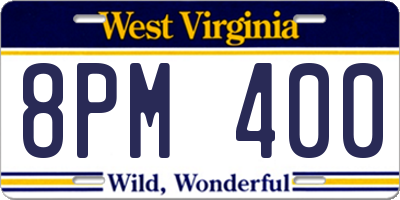 WV license plate 8PM400