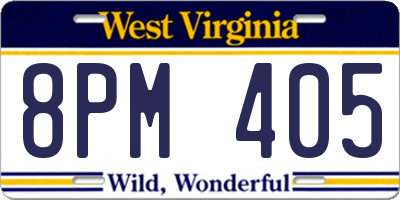 WV license plate 8PM405