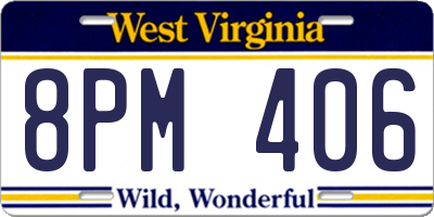 WV license plate 8PM406