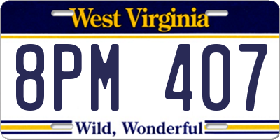 WV license plate 8PM407