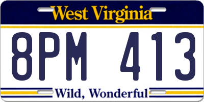 WV license plate 8PM413
