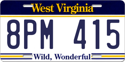 WV license plate 8PM415