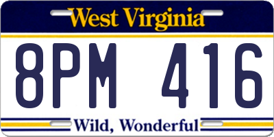 WV license plate 8PM416