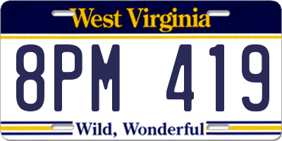 WV license plate 8PM419