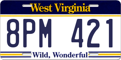 WV license plate 8PM421