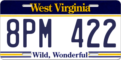 WV license plate 8PM422