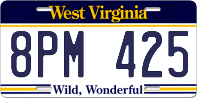 WV license plate 8PM425