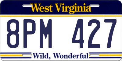 WV license plate 8PM427